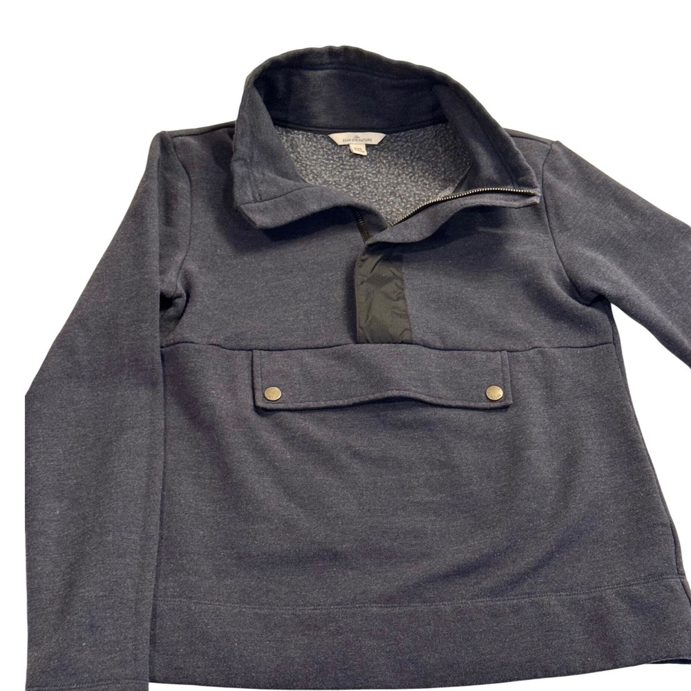 L.L. Bean Signature Anorak Sweatshirt XXS Gray‎ Snap Pocket Gorpcore Pullover